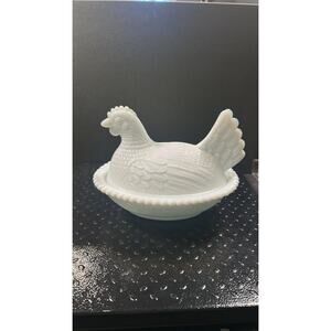 Milk Glass Hen on nest